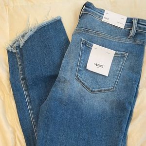 VERVET BY FLYING MONKEY Blue Frayed Hem Jeans
